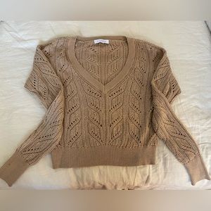 Intermix 100% cotton crochet tan sweater